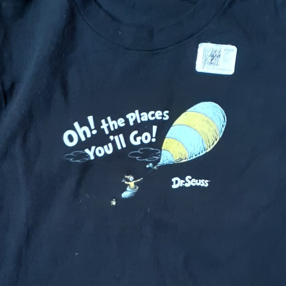 Dr. Suess Oh! The Places You'll Go! - New Youth Size 7-8 Black T-Shirt - Picture 2 of 4